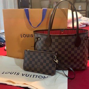 NWT🏵️🎀LouisVuitton 💖NEVERFULL Monogram Canvas Bag Red